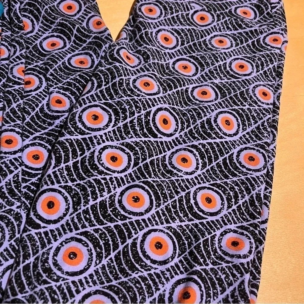 LULAROE One Size HALLOWEEN Green Leggings OS Witches Hats & Spiders / Eyes - Picture 3 of 10